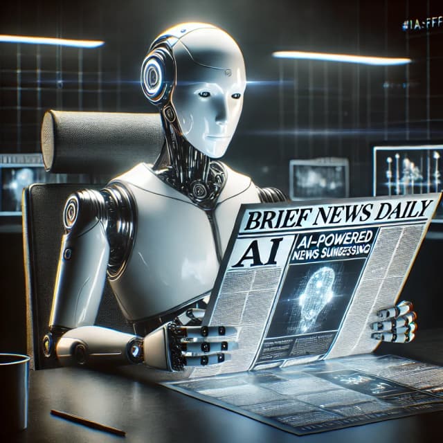 Robot reading newspaper